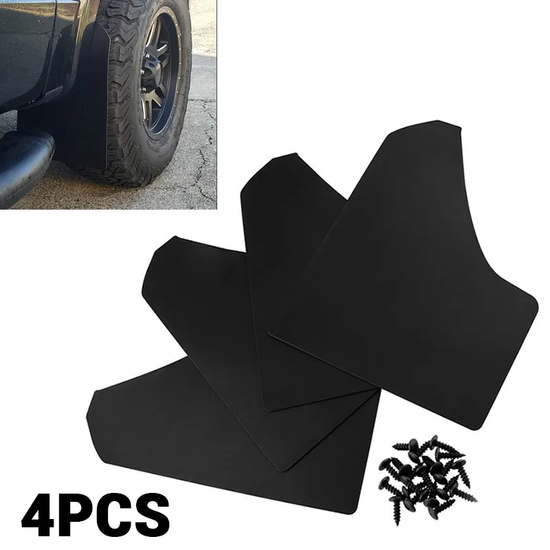 

4PCS 15.3" Car Mud Flaps Black Splash Guards With 6mm Fastener Rivet Clips For Ford Subaru Mazda Universal