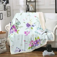 butterfly rose sherpa throw blanket flower mint green throw blankets for couch sofa bed living room insect theme lilac flannel