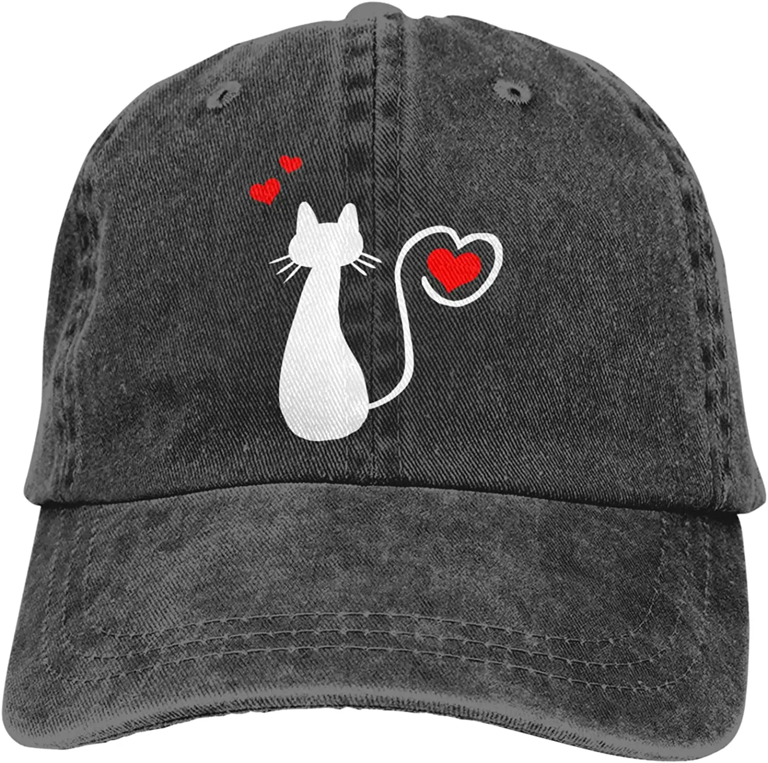 

cat Heart Baseball Cap Funny Cowboy Hat Unisex Adult Vintage Trucker Hats Adjustable Washable