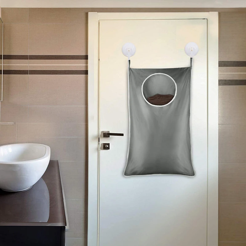 Cesto de ropa para colgar en la puerta, bolsa de reciclaje de ropa sucia para el hogar, cesta de almacenamiento grande, organizador port&aacute;til de tela Oxford-4