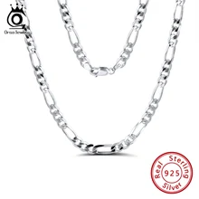 ORSA JEWELS Italian 925 Sterling Silver 5.0mm Diamond-Cut Figaro Chain Necklace Fashion Silver Men Women Neck Chain Jewelry SC34