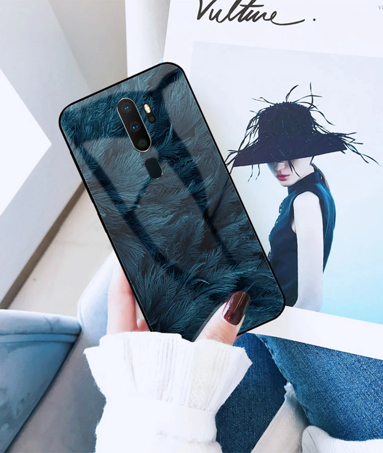 Чехол GFATIH для OPPO A9 чехол с принтом перьев звездное небо дизайнерский чехол из закаленного стекла для телефона для Oppo A5 чехол Funda