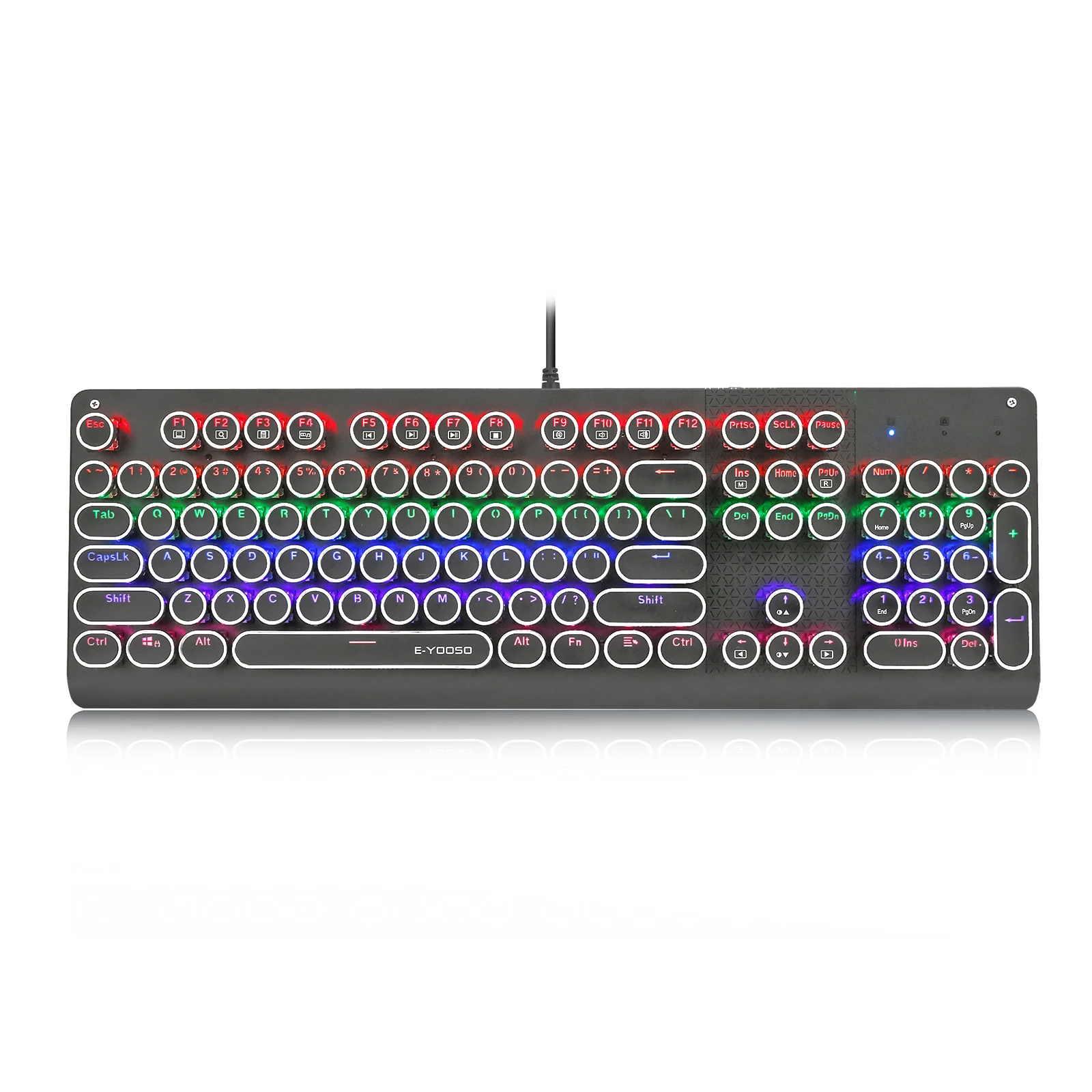 

Typewriter Keyboard Led Backlit Retro Style 104 Keys Mechanical Keyboard ,DIY Outemu Switch K-600 ,Black
