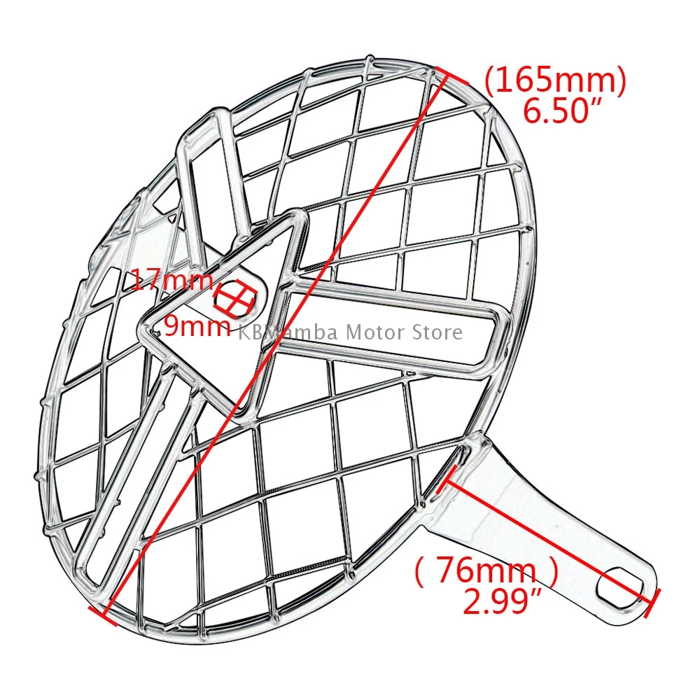 

6.5" inch Black Metal Grill Cover Cafe Racer Motorcycle Front Headlight Protector Cover For Harley Triumph Suzuki Kawasaki