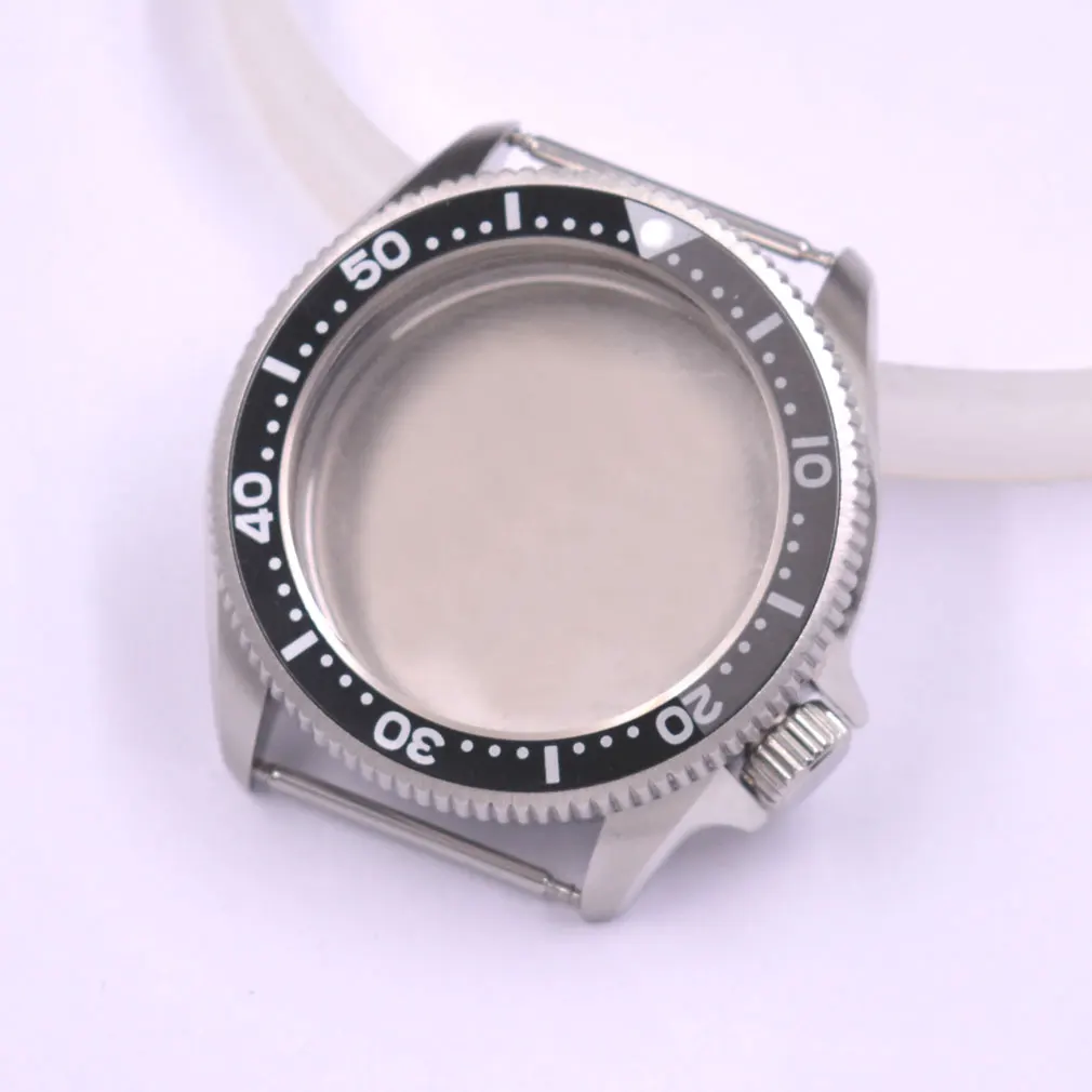 

37mm silver Solid steel Watch Case Fits NH35 NH35A NH36 NH36A movement Black / Blue bezel sapphire glass Watch Case