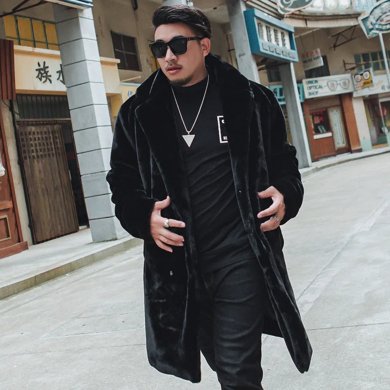 2019 Осень Зима Новая верхняя одежда длинное пальто Мужская плюшевая шерстяная