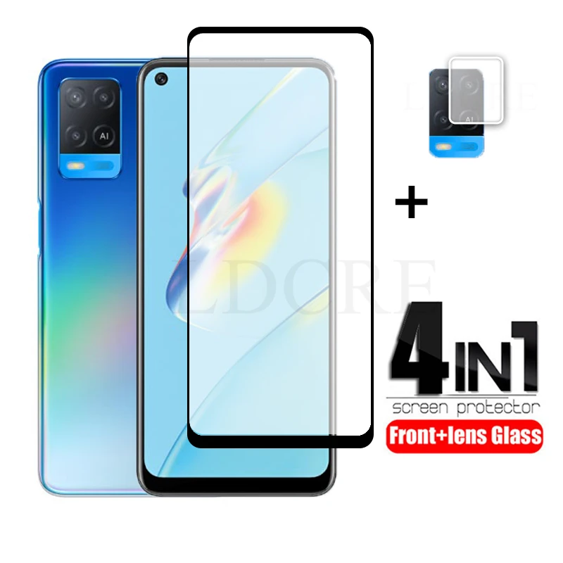 Cubierta completa de vidrio templado HD para OPPO A54, vidrio protector para OPPO A54, OPPO A74, lente de pel&iacute;cula de c&aacute;mara, 2 uds.-0