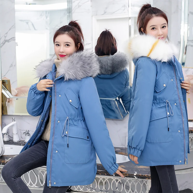

New 2020 Winter Jackets fashion Women's Cotton Coats Mid-Long Hooded Down Cotton Padded Clothes Warm Zipper Overcoat Parkas K86
