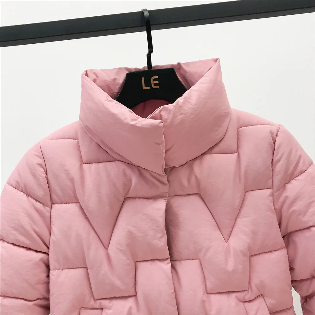 JAYCOSIN/зимняя модная короткая теплая Женская куртка с воротником-стойкой розового