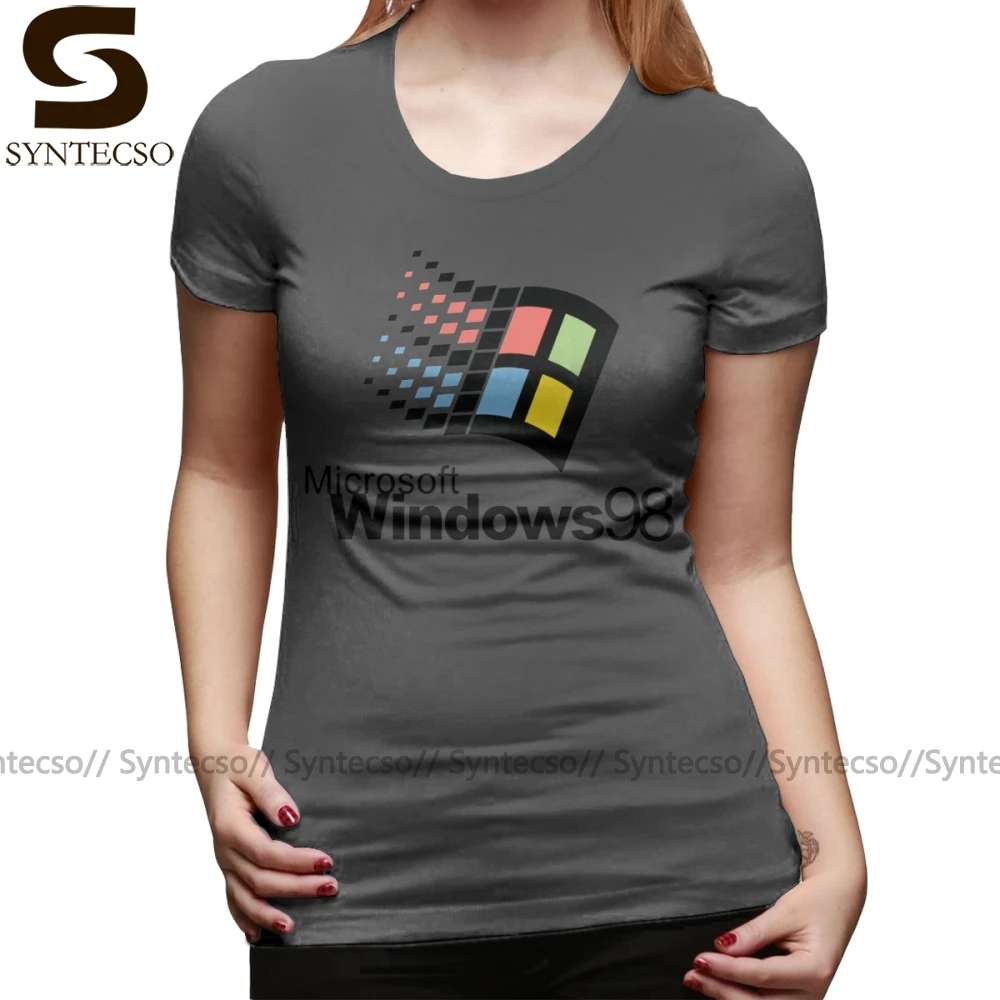Windows 98 майка футболка Хлопковая фиолетовая женская Street Стиль больших размеров