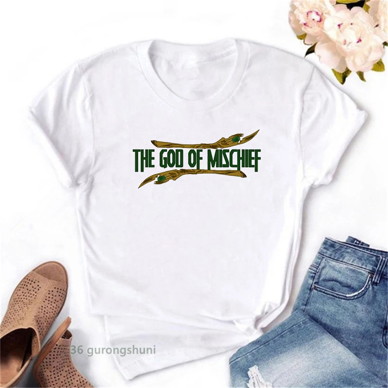

New Loki The God Of Mischief Graphic Print T Shirts Woman T-Shirts Female Clothes Harajuku Streetwear Summer Tops Casual