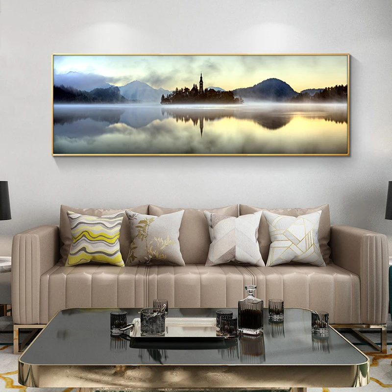 Modern Landscape Wall Art Posters And Prints Island in Lake Canvas Paintings On The Decorative Pictures For Living Room | Дом и сад
