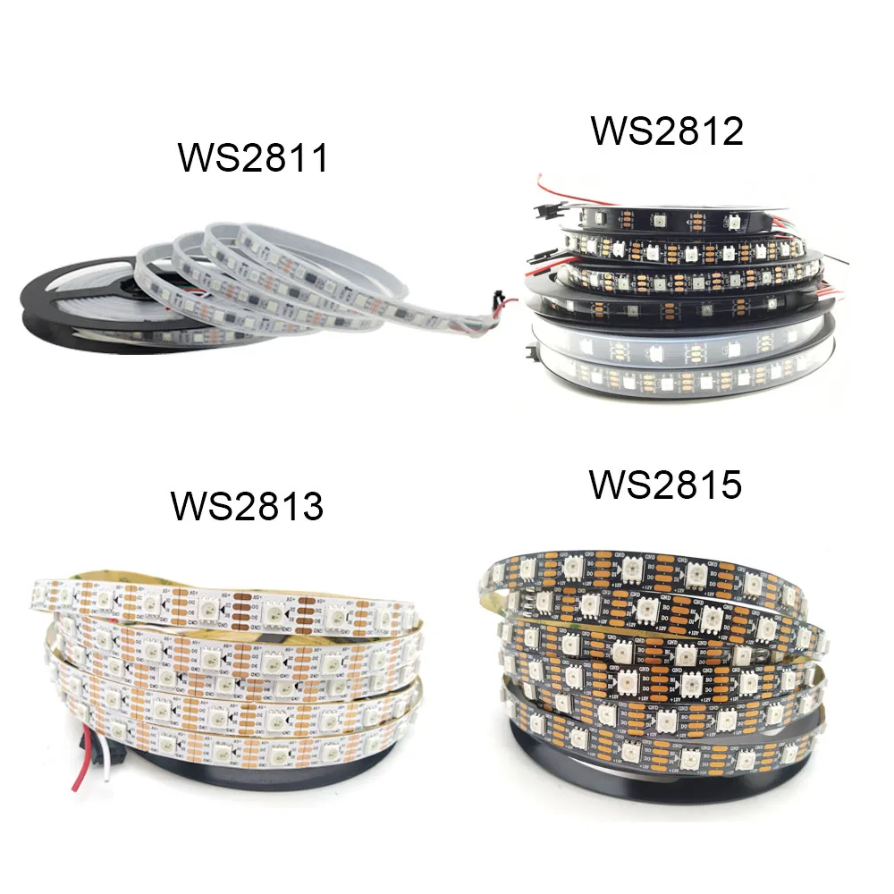 

WS2815 WS2812B WS2811 Светодиодная лента, Адресуемая умная Светодиодная лента RGB, 30/60/144 светодиодов/пикселей/м, водонепроницаемая светодиодная лента ...