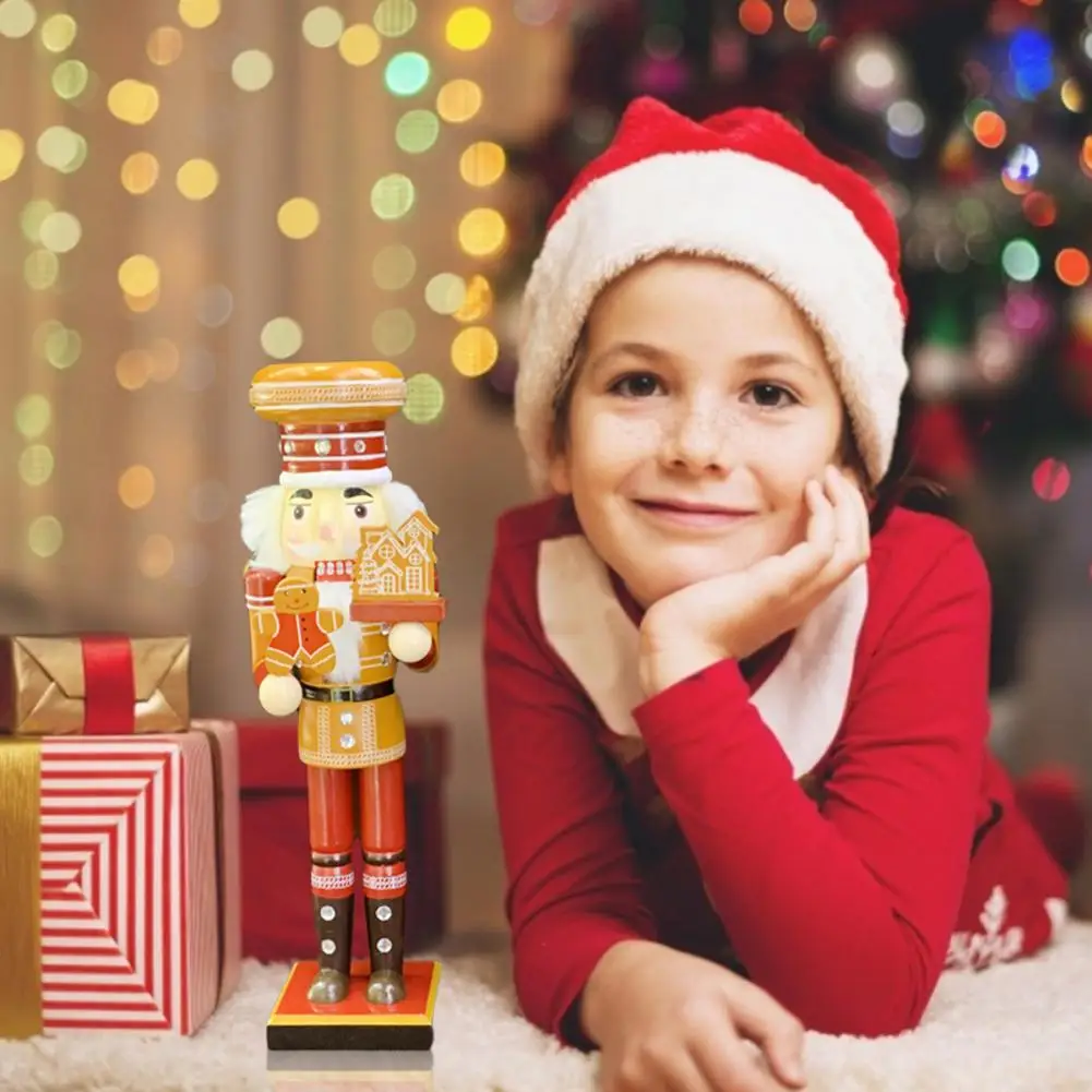 

35CM Christmas Nutcracker Wooden Stable Cartoon Walnut Puppet Christmas Tree Decoration Accessories For Home Holiday Party