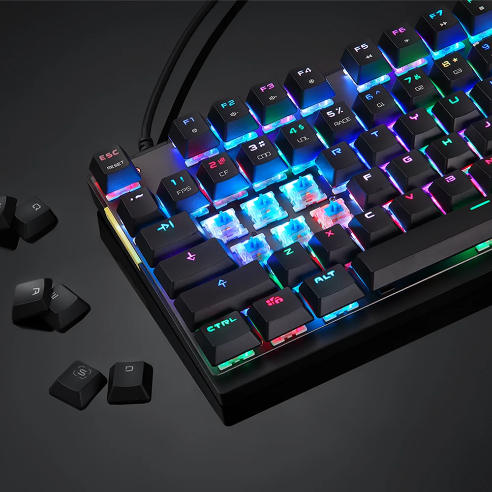 

Motospeed Wired USB Gaming Mechanical Keyboard RGB LED Backlit Keyboards 87 Keys Gamer For PC Computer Blue Red switch Russian