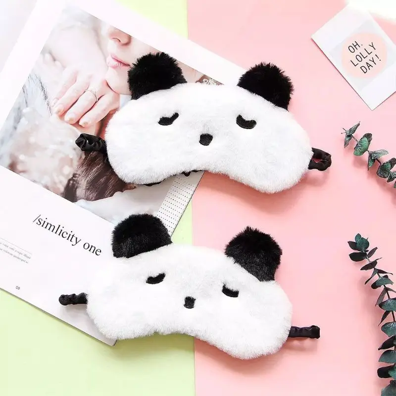 1 шт. женская зимняя меховая маска для сна с милой пандой атласная подкладка