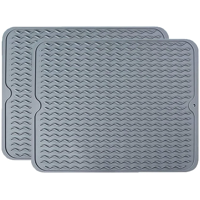 

2 силиконовых коврика для сушки посуды, экологически чистые термостойкие коврики, подходят для кухонных прилавков