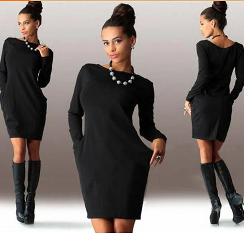 

2021 Fashion Autumn Dress Women Mini Dress With Pockets Slim Pack Hip Bodycon Dress Ladies Work Office Dress Vestido