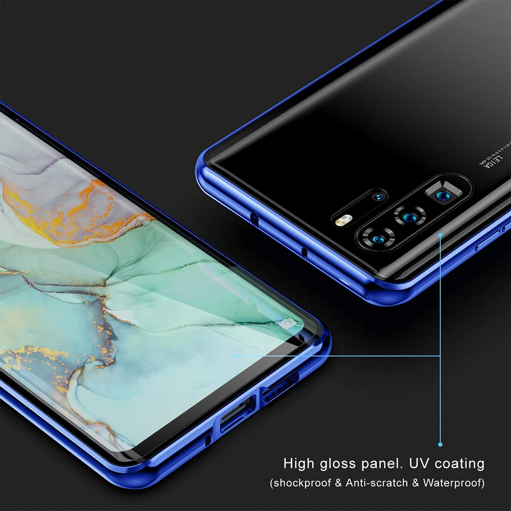 Магнитный адсорбционный металлический чехол для Honor 8X телефона huawei P30 Lite/Pro mate 20 lite
