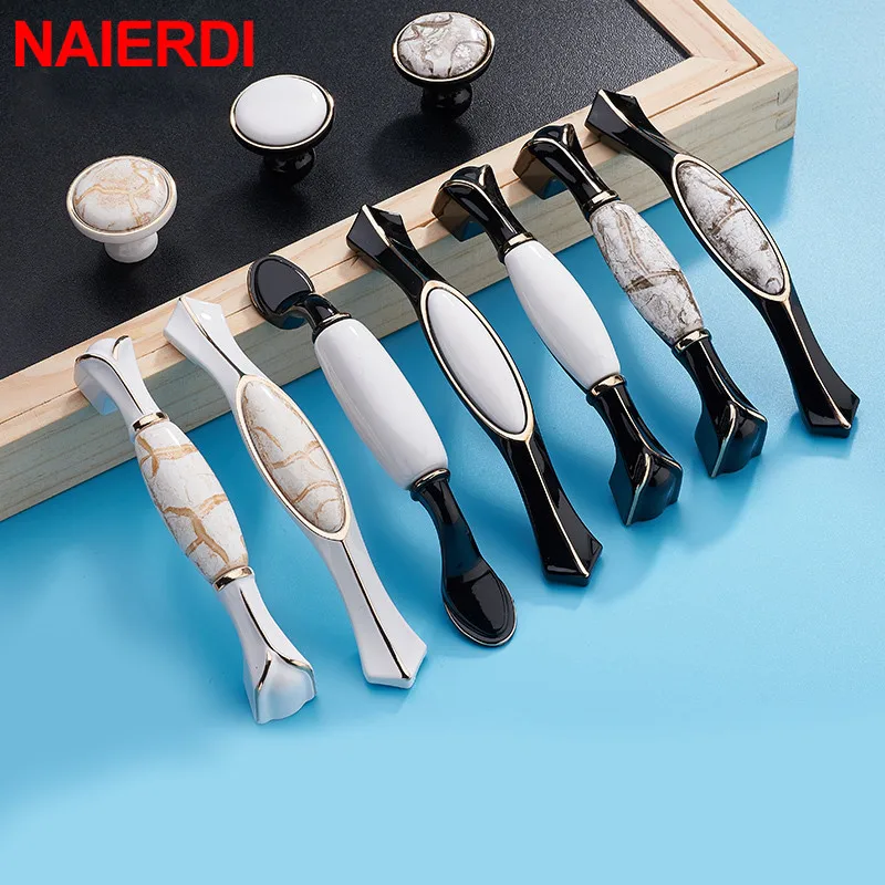 NAIERDI 10 шт. керамические ручки для шкафов из цинкового сплава дверные кухонные