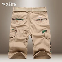 mens shorts cargo military solid casual tactical short multi pocket fitness loose work summer male 4 colors no belt pants 2021