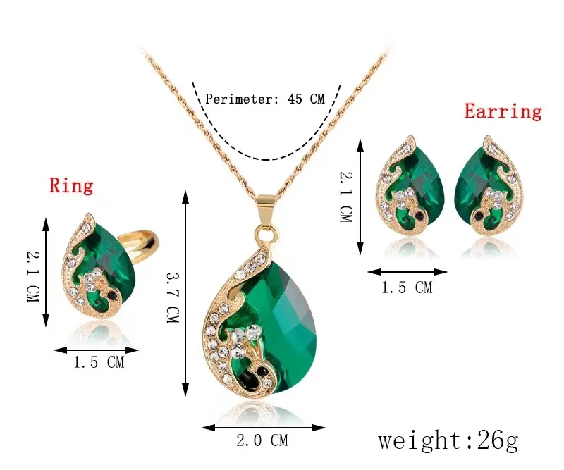 

Amazing Price jewelry sets bridal gold color necklace earrings Ring wedding crystal women fashion jewellery necklace