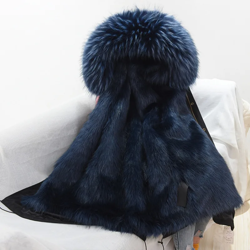 

New Fashion Winter Parka Women's Coat Faux Fox Fur Coat Removable Long-length Warm Women's Jacket Outwear Down Jacket Female