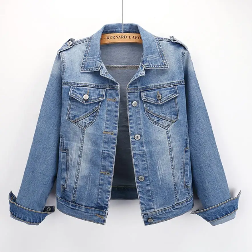 

Jeans Jacket Short Denim Jakcets Casual Ripped Jeans Coat Long Sleeve 2XL Outwear Jacket Coat
