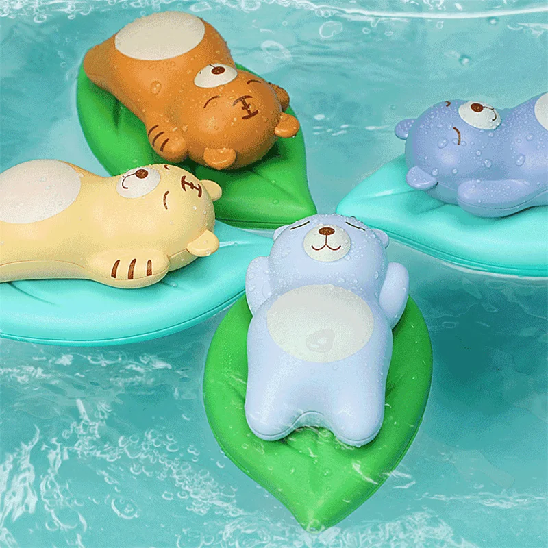 Bath Toys Baby Water Chain Clockwork Cute Cartoon Animal Bear Infant Swim Tiger Lizard Wound-Up Kids Beach Water Bath Toy