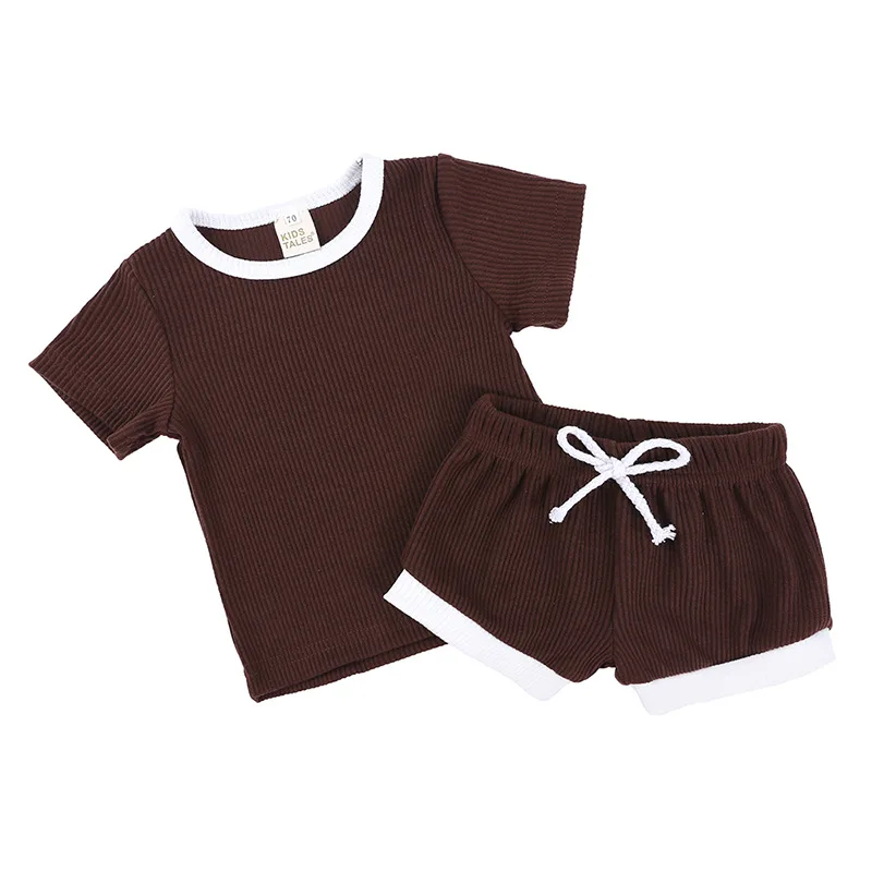 Summer Cotton Newborn Clothes Solid Color T-shirt Shorts 2Pcs Outfit Baby Boy Girl Suits Casual Children's Clothing Set 0-4 Year