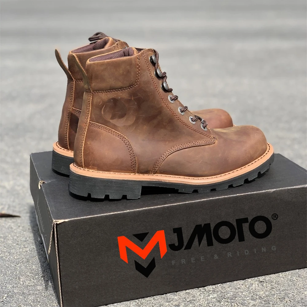 Мотоциклетная обувь из натуральной кожи Мужские сапоги для верховой езды Зимние