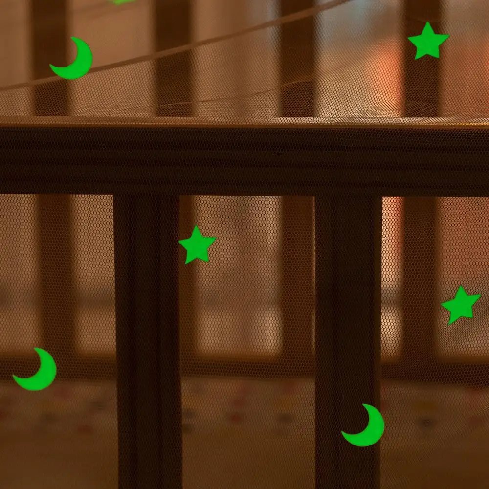 Москитная сетка для детской кроватки с флуоресцентной звездой и луной навес