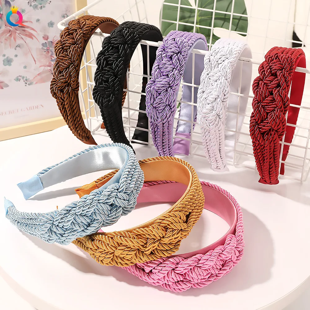 

2021 New Braid Headband For Women Wide Side Braided Twist Hairband Handmade Turban Headwear Hair Accessories