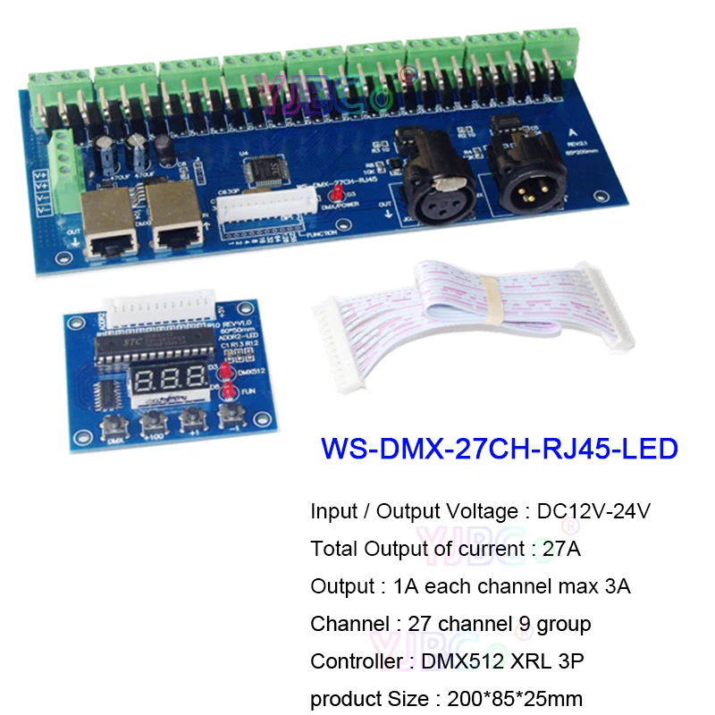

Цифровой дисплей 27CH led DMX512 декодер DC12V-24V 27 каналов 9 групп 27 А Макс DMX декодер DMX512 XRL 3P светодиодный контроллер