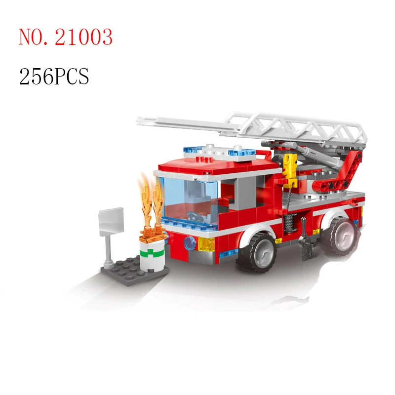 

21003 256PCS fire fighting truck with aerial ladder building blocks set toys Big Car Bricks Toys for Boys Birthday Gift