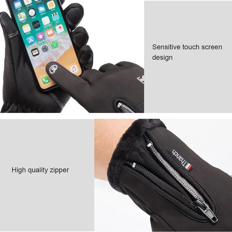 Водонепроницаемые зимние теплые перчатки мужские лыжные для сноуборда