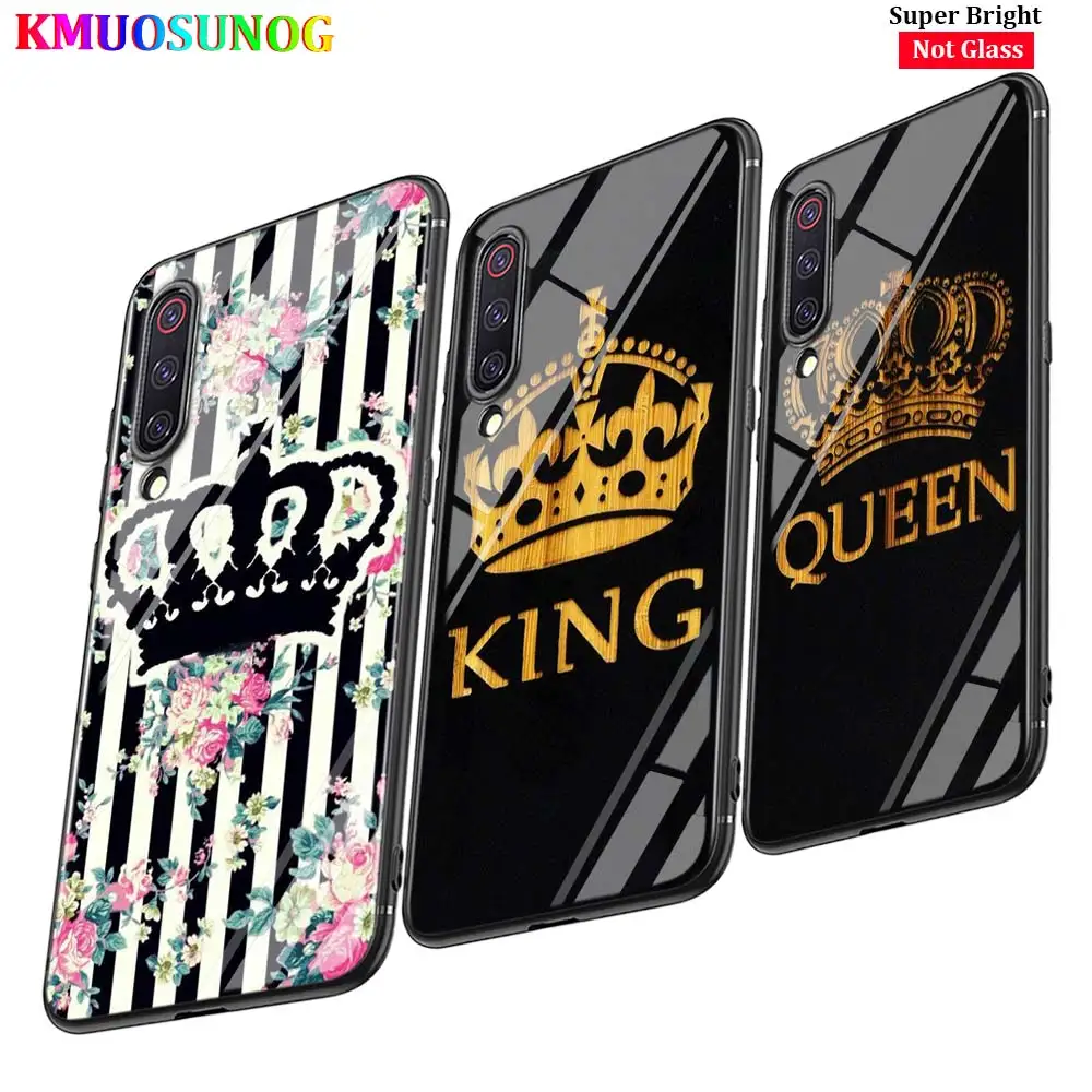 

Black Cover King Queen Crown Fashion for Xiaomi Mi A1 A2 A3 5X 6X 6 8 9 Lite CC9 F1 9T 9TPro Play Glossy Phone Case