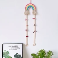 bobby pin hairpin storage holder hand woven cotton rope rainbow drop ornament wall hanging decoration kids room home decor
