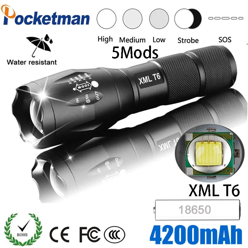 Мощный светодиодный вспышка светильник Перезаряжаемые фонарь