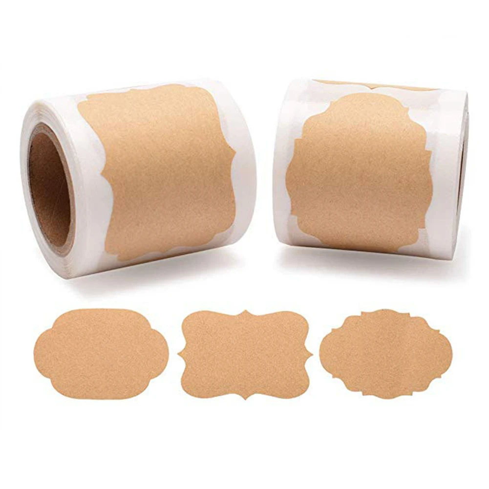 

1Roll Blank Stickers Labels DIY Wedding Decoration Gift Tags Jar Stationery Envelope Stickers 2 X1.2 Inch Kraft Paper Brown