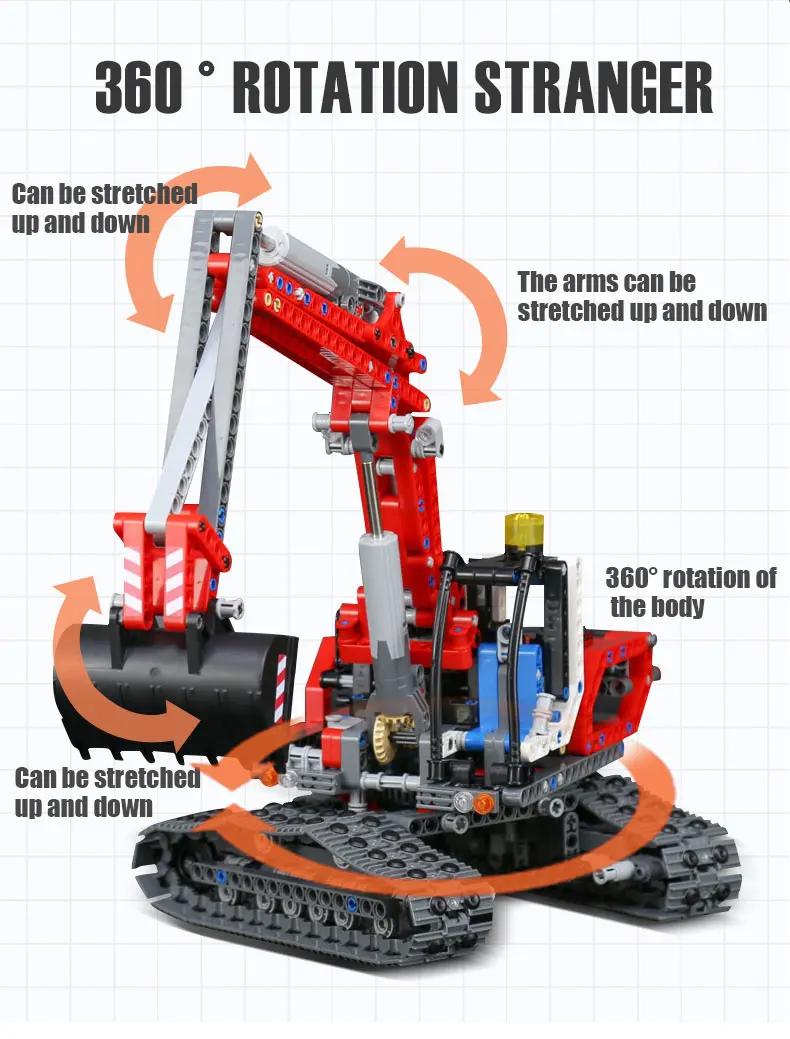 20025 Technic красный инженерный экскаватор Набор строительных блоков Кирпичи совместимы с 8294 Обучающие игрушки подарок для мальчиков