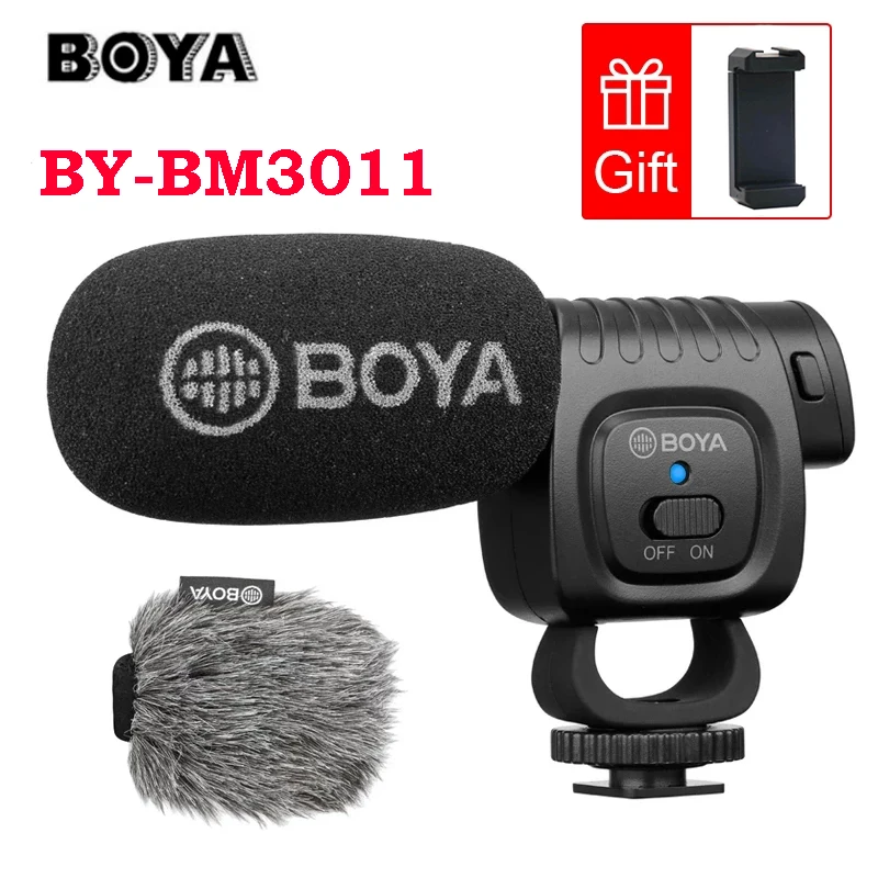 

Boya BY-BM3011 On Camera Cardioid Condenser Microphone Audio Video Mic for Canon Nikon DSLR PC Smartphone Streaming Vlog Live