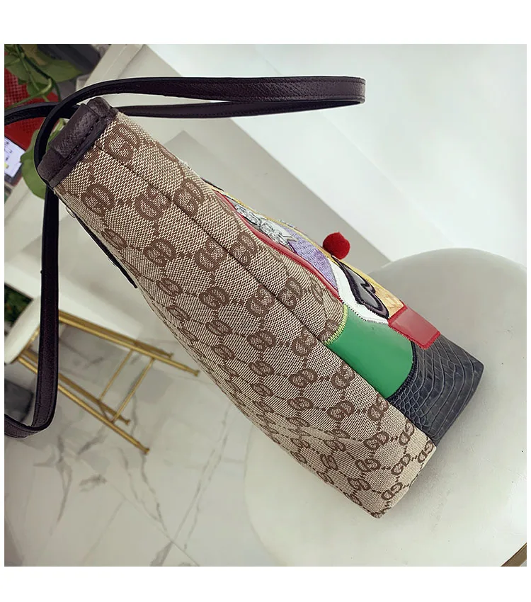 Женские сумки из парусины, Лоскутная Вышивка, сумки на плечо, женские сумки, женские сумки Braccialini, стиль ручной работы, мультяшная зимняя история