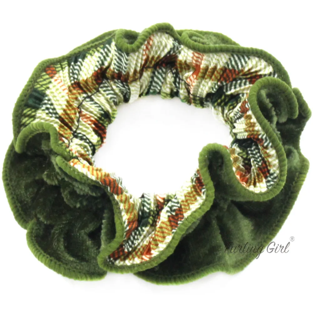 1 шт. Женская бархатная резинка для волос в двухслойную клетку |