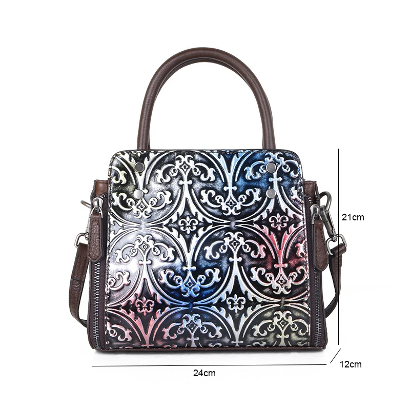 

YourSeason Female Vintage Genuine Leather Luxury Handbags 2021 Casual Cowhide Ladies Shoulder Crossbody Handmade Embossing Bags