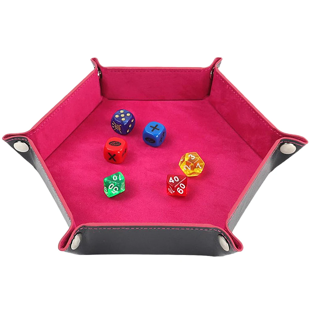 

Dice Tray Foldable Hexagon Leather Storage Box Desktop Storage Holder
