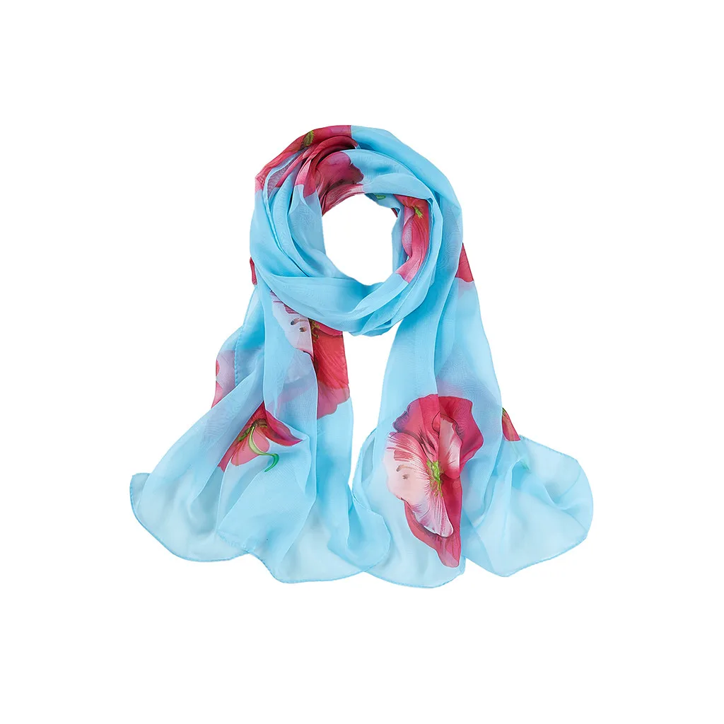 Шифоновый Длинный мягкий шарф-шаль с принтом для женщин женский длинный Пляжный