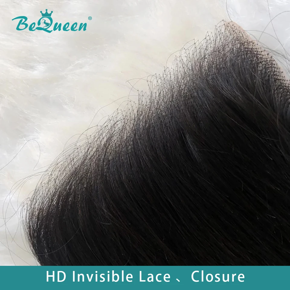 BeQueen волосы 4*4 HD кружевная застежка предварительно выщипанные с детскими