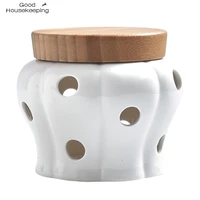 at69 creative ceramic storage cans garlic ginger storage tank jar bamboo cover kitchen organizer tools home decoration accessor