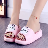 sandals women wearing non slip muffin thick bottoms with students cute cat home bathroom word drag beach slippers girls shoes
